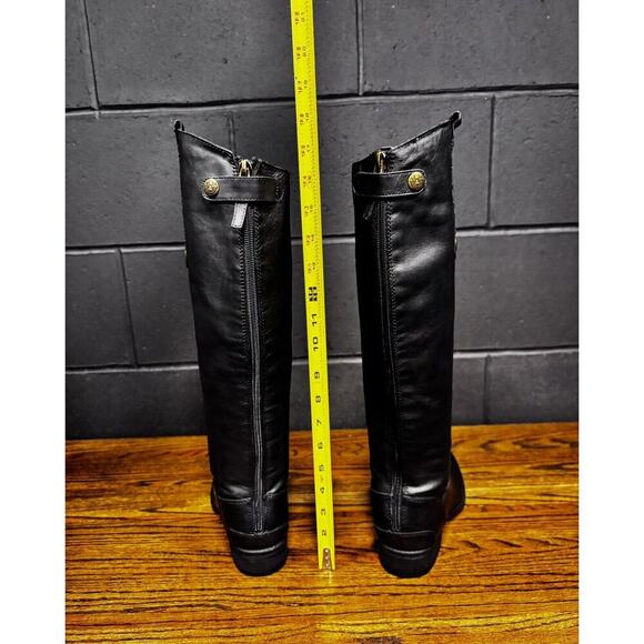 SAM EDELMAN Penny Black Leather Knee High Campus Boots Women’s 8 M - Picture 4 of 8